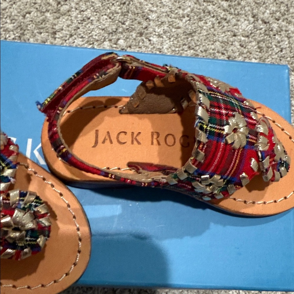 Toddler Jack Rogers Plaid Red Kids Sandals - Picture 3 of 5